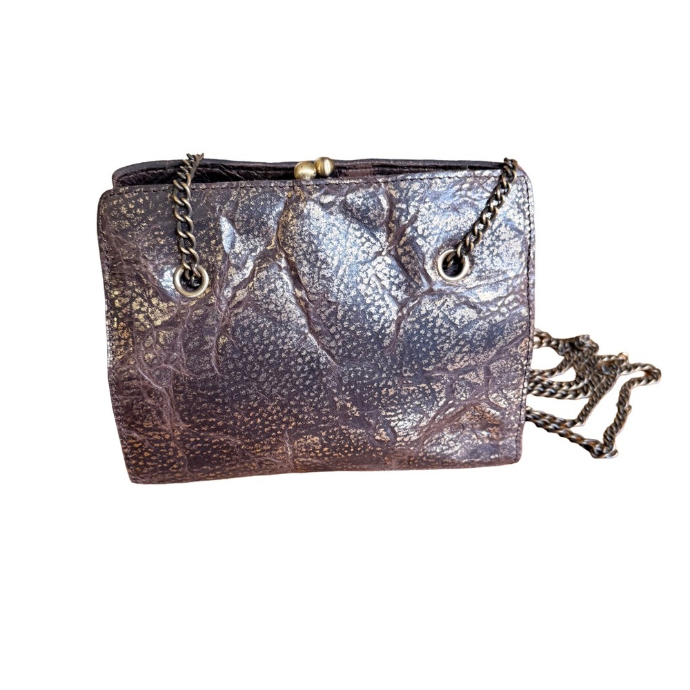 Patricia Nash Distressed Foil Margutta Frame Bag in Gold/Brown